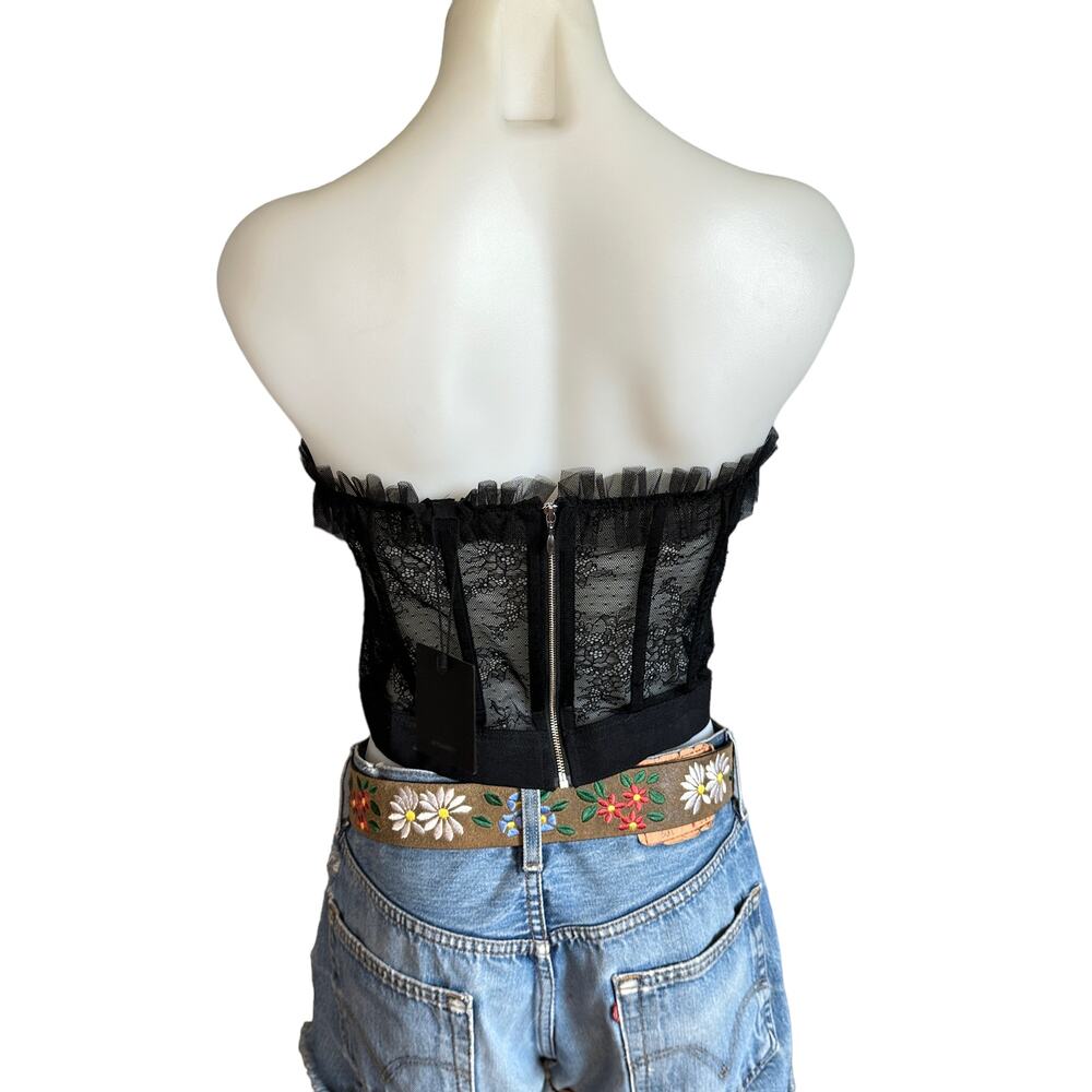 NBD Black Lace Corset Top Large Bustier Lace Tulle WhimsyGoth Cocktail $200 NEW - Picture 5 of 8